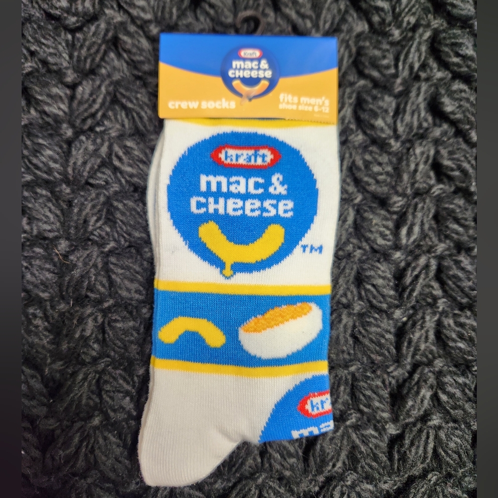 Mac & Cheese Crew Socks - Blue and White